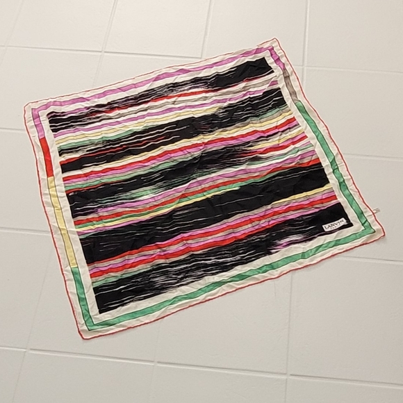 LANVIN Paris Vintage 100% Silk Multicolored Scarf Retro Striped Pattern - Picture 3 of 11